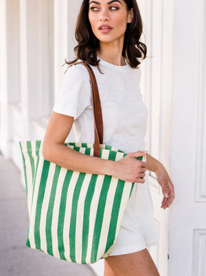 ABLE Mandrell Striped Canvas Tote