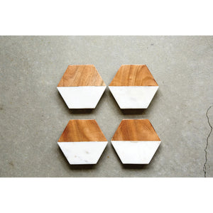 Marble & Mango Hexagon Coasters (S/4)