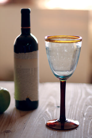 Recycled Amber Rim Wine Glass