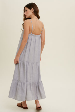 Seersucker Striped Midi Dress