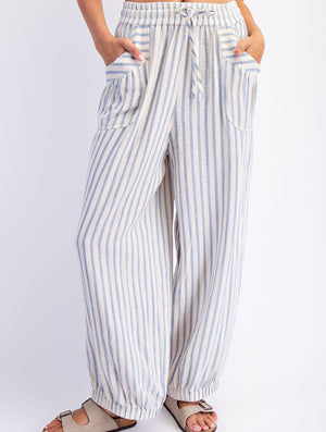 Sofia Linen Blend Striped Pant
