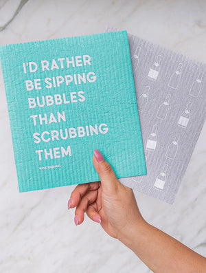 I'd Rather Be Sipping Bubbles S/2 Biodegradable Dish Cloths