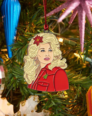 Dolly Poinsettia Enamel Holiday Ornament