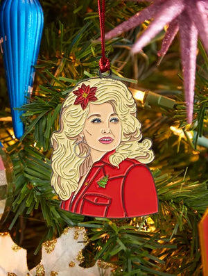 Dolly Poinsettia Enamel Holiday Ornament