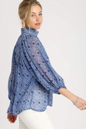 Blaire Sapphire Bib Blouse