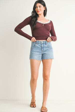 Mid Rise Comfort Denim Short