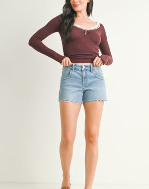 Mid Rise Comfort Denim Short