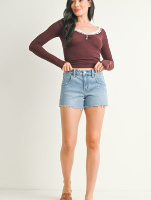 Mid Rise Comfort Denim Short