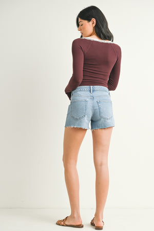 Mid Rise Comfort Denim Short