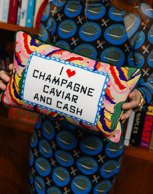 Furbish Needlepoint Caviar and Cash Pillow