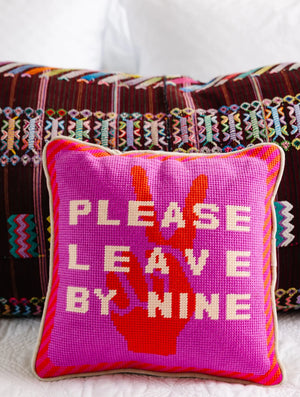 Furbish Needlepoint Please Leave by Nine Pillow