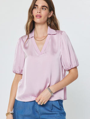 Penelope Collared Satin Top