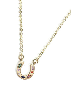 Rachel Nathan Rainbow Quartz Horseshoe Necklace