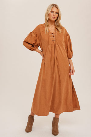 PRE - ORDER | Camden Grommet Tie Midi Dress