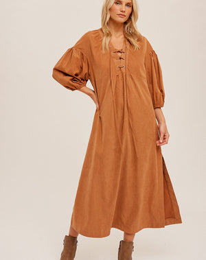 PRE - ORDER | Camden Grommet Tie Midi Dress