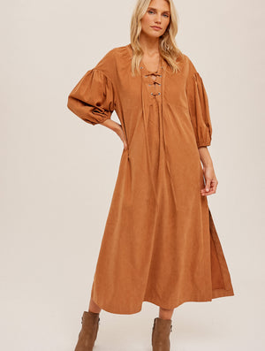 Camden Grommet Tie Midi Dress