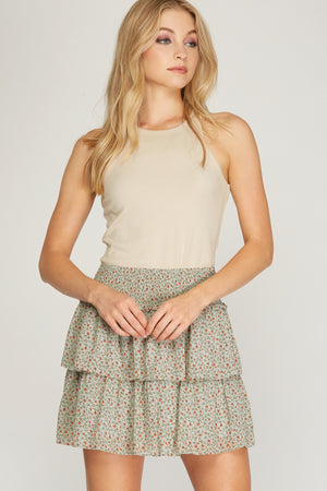 Ditsy Floral Tiered Skirt