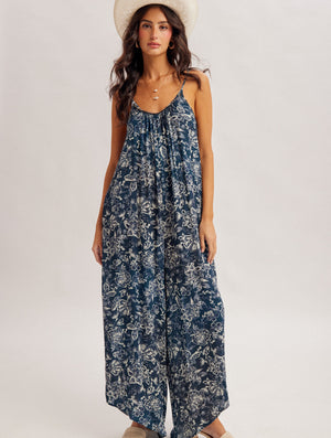 Indigo Blues Floral Jumpsuit