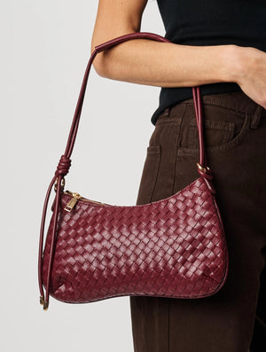 Cindy Woven Burgundy Shoulder Bag