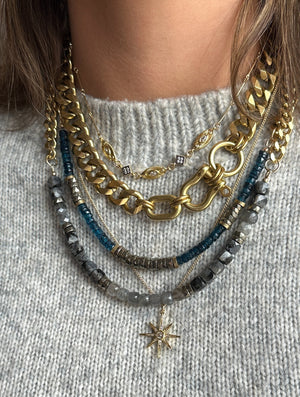 Rachel Nathan Blue Topaz Heishi Necklace