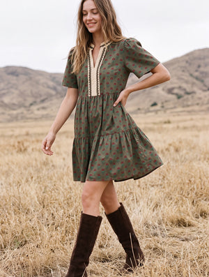 Autumn Dahlia Tiered Dress