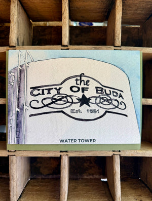 Downtown Historic Buda Water Tower Card