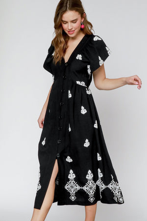 Maren Embroidered Midi Dress