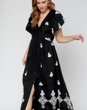 Maren Embroidered Midi Dress