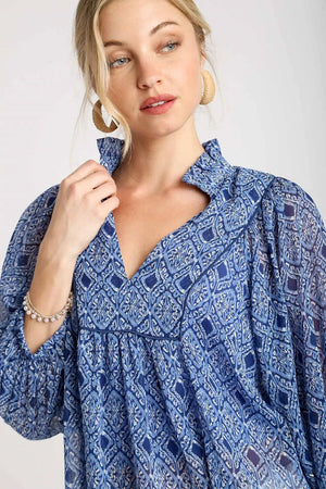 Blaire Sapphire Bib Blouse