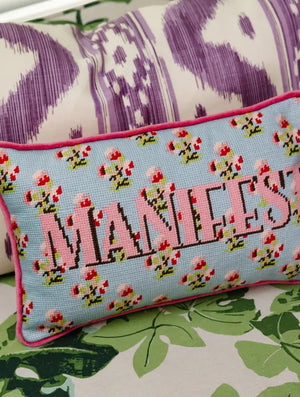 Furbish Needlepoint Manifest Pillow