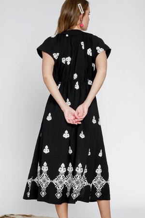 Maren Embroidered Midi Dress