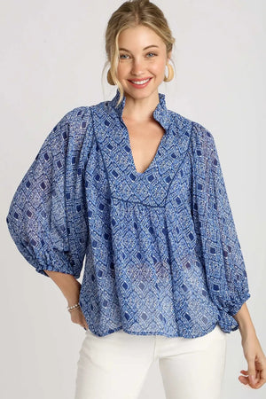 Blaire Sapphire Bib Blouse