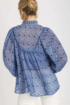 Blaire Sapphire Bib Blouse
