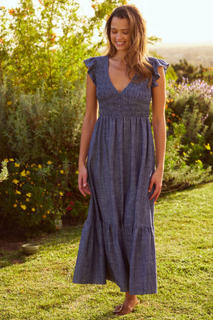 Dakota Smocked Denim Maxi Dress