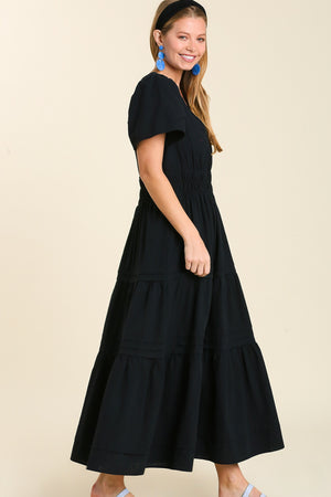 Marisa Tiered Midnight Midi Dress