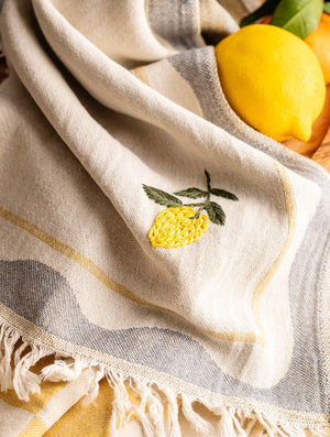 Hand Stitched Lemon Turkish Towel Set