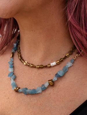 Rachel Nathan Santa Marie Raw Aquamarine Necklace