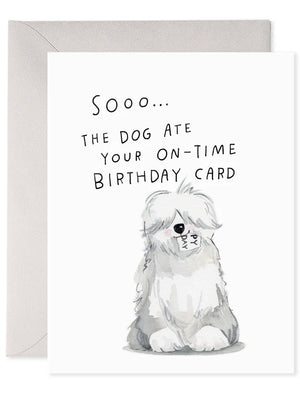 E. Frances Sheepdog Belated Bday Card