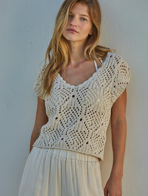 Kendra Cream Crocheted Top