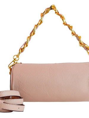 Blush Pebble Leather Barrel Bag