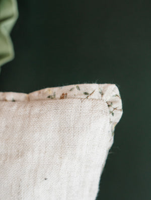 Woven Linen Blend Floral Border Pillow