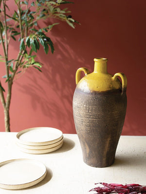 Double Handle Ceramic Mustard Urn