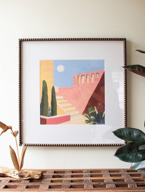 Framed Desert Architecture Painting