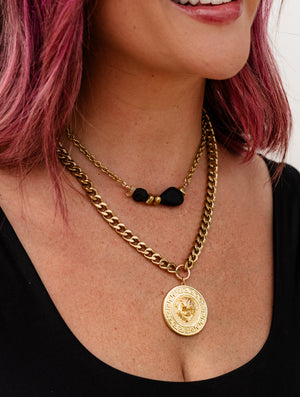Rachel Nathan Meridian Black Aqua Stone Necklace