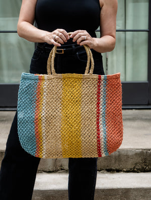 The Jacksons Ronnie Stripes Jute Tote