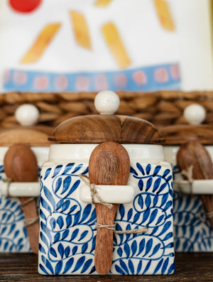 Hand Painted Stoneware Canister