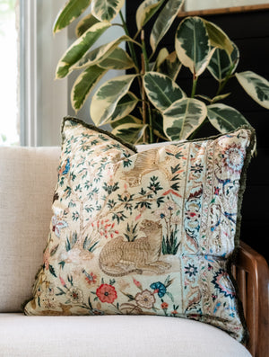 Velvet Square Safari & Botanical Pillow