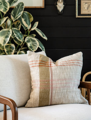 Rustic Plaid Linen Pillow