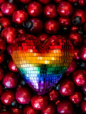 Oversized Rainbow Mirror Pride Disco Heart