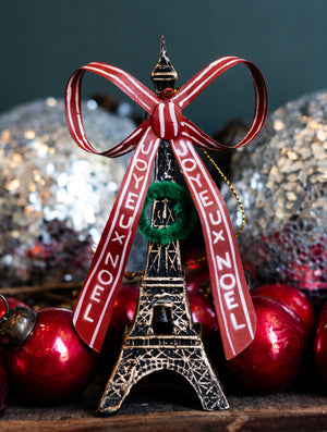 Eiffel Tower Coquette Bow Ornament